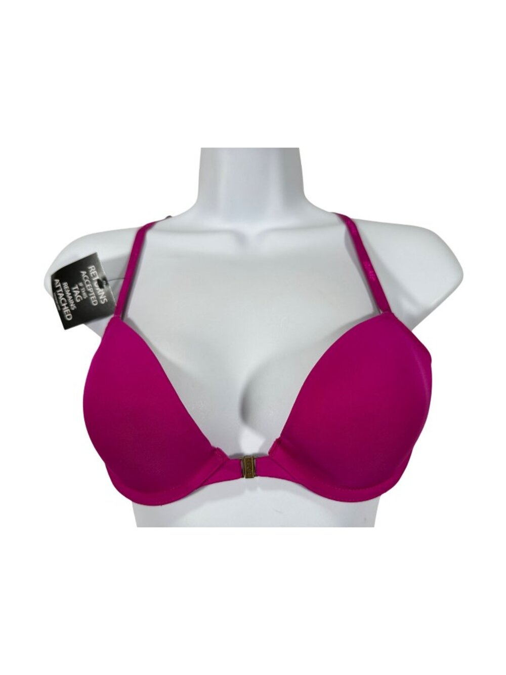 BeMe Womens Fuchsia Push-Up Bra 34B Front Closure Racerback Lace Detail